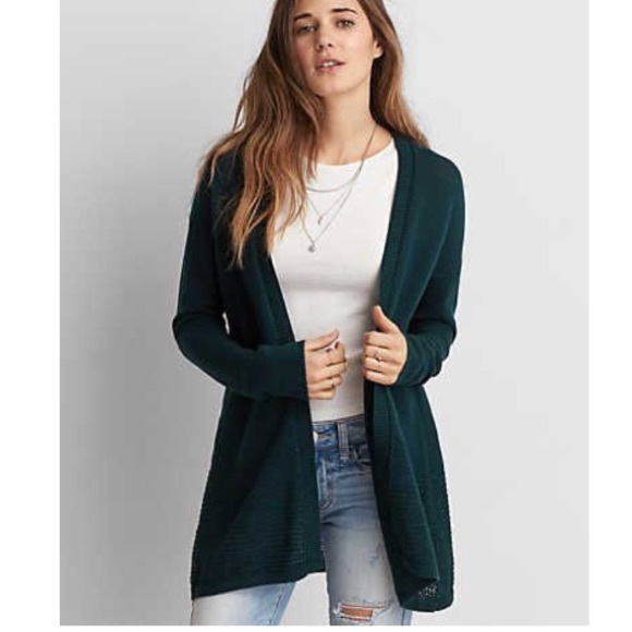 American Eagle beautiful teal cozy cardigan medium - Picture 5 of 8